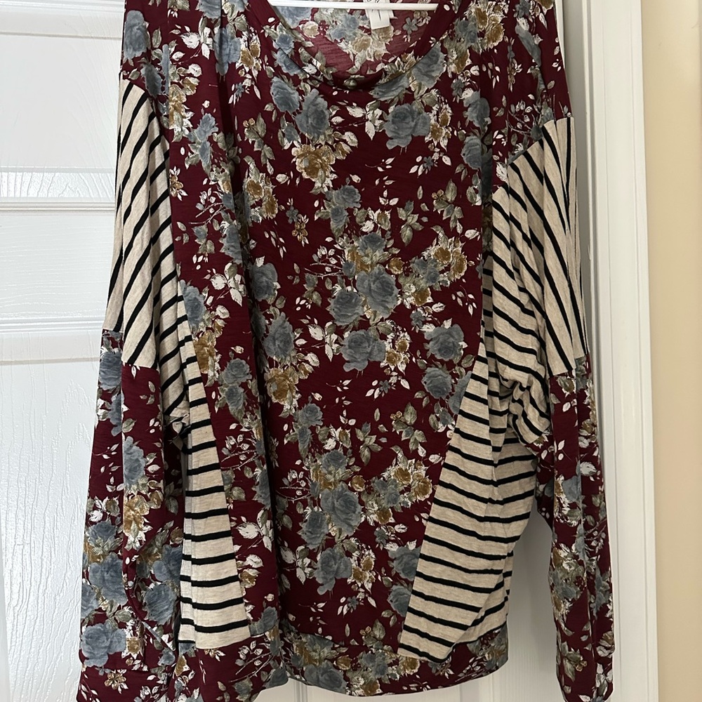 Floral and Striped Women's Top